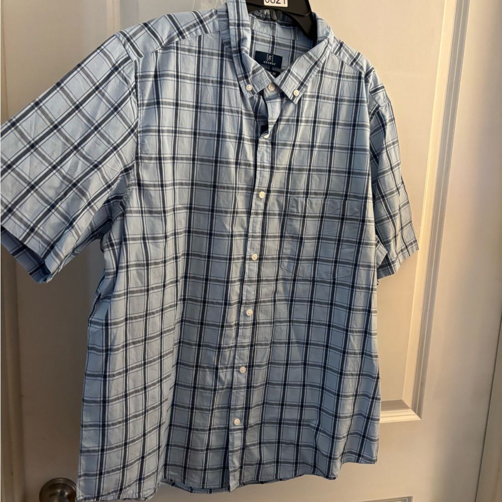 George Men's Blue Plaid Shirt Sz XL